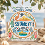Australia Day Acrylic Hanging Wall Decor – Sydney Souvenir Medallion hanging wall decor with printed artwork and cut silhouette.
