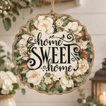 Daily MDF Wood Hanging Wall Decor – Scalloped Rose Gingham Edge hanging wall decor with printed artwork and cut silhouette.