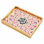 Arabic Calligraphy Glass Serving Tray – Pink Filigree - MintiHome