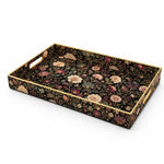 Black Gold Floral Plastic Serving Tray – Pink Chrysanthemum - MintiHome