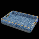 Blue Damask Print Plastic Serving Tray – Full Print Border - MintiHome