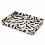 Blue Feather Print Plastic Serving Tray – Full Print Border - MintiHome