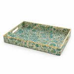 Blue Floral Medallion Plastic Serving Tray – Full Print Border - MintiHome