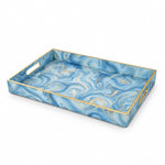 Blue Gold Marble Swirl Plastic Serving Tray – Full Print Border - MintiHome