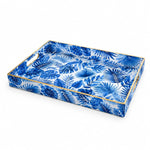 Blue Tropical Serving Tray - Palm Leaf Wedding Decor - MintiHome