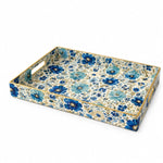 Blue Wildflower Plastic Serving Tray – White Daisy Border - MintiHome
