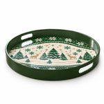 Christmas Decorative Serving Tray – Jacquard Reindeer Forest - MintiHome