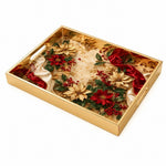 Christmas Poinsettia Glass Serving Tray – Red Gold Border - MintiHome
