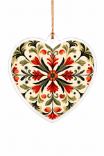 Christmas Rosemaling Heart Acrylic Wall Decor - Folk Floral - MintiHome