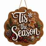 Christmas Tis the Season Wood Hanging Sign – Gingerbread Bow - MintiHome