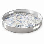 Cream Blue White Small Rose Wedding Plastic Serving Tray Rectangular - MintiHome