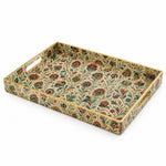 Cream Paisley Block Print Rectangular Tray | Boho Home Decor Gift - MintiHome