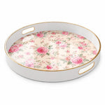 Cream Pink French Rose Wedding Plastic Serving Tray Rectangular - MintiHome