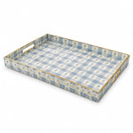 Daily Decorative Plastic Serving Tray – Blue Gingham Sprig - MintiHome
