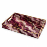 Daily Decorative Plastic Serving Tray – Burgundy Gold Fluid Marble - MintiHome