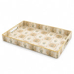 Daily Decorative Plastic Serving Tray – Tan Sprig Tile Stripe - MintiHome