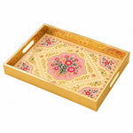 Daily Floral Glass Serving Tray – Pink Damask & Gold Border - MintiHome