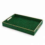 Daily Green Geometric Plastic Tray – Gold Filigree Scale Pattern - MintiHome