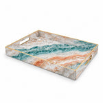 Daily Pink Blue Marble Plastic Tray – Gold Vein Ocean Decor - MintiHome