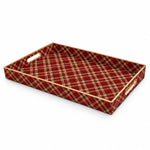 Daily Red Plaid Plastic Tray – Geometric Tartan Gold Trim Decor - MintiHome