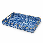 Delft Blue Floral Plastic Serving Tray – Full Print Border - MintiHome