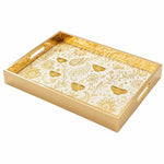 Diwali Gold Paisley Floral Tray on White - Gold Frame - Minti Home - MintiHome