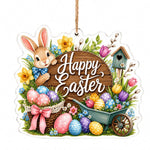 Easter Bunny Wheelbarrow Acrylic Hanging Wall Decor – Basket Sign - MintiHome