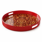 Eid al-Adha Red Floral Plastic Serving Tray – Gold Filigree - MintiHome