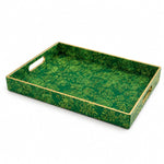 Emerald Gold Bloom Plastic Serving Tray – Full Print Border - MintiHome