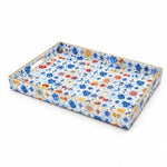 Flower Tile Serving Tray - Blue Gingham Checkerboard - MintiHome