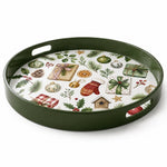 Green Christmas Ornament Bow Plastic Serving Tray with Mitten - MintiHome