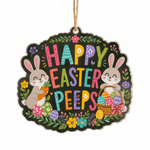 Happy Easter Peeps Bunny Acrylic Hanging Wall Decor – Egg Basket Sign - MintiHome