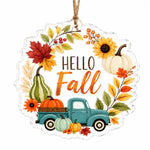 Hello Fall Pumpkin Truck Acrylic Hanging Wall Decor - Autumn Harvest - MintiHome