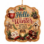 Hello Winter Snowman MDF Wood Sign – Hot Cocoa & Star - MintiHome