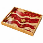 Maple Leaf Glass Serving Tray – Red Wave Canadian Flag - MintiHome