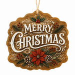 Merry Christmas Calligraphy MDF Wood Sign – Poinsettia - MintiHome