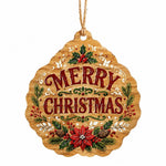Merry Christmas Round MDF Wood Hanging Wall Decor – Poinsettia - MintiHome