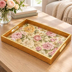 Wedding Decorative Glass Serving Tray – Poppy Meadow Botanical - MintiHome