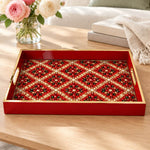 Daily Glass Serving Tray with Gold Border – Pearl Crystal Teardrop - MintiHome