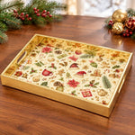 Christmas Poinsettia Pinecone Glass Serving Tray – Festive Platter - MintiHome