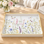 Persian Floral Decorative Tray with Gold Frame and Paisley Motifs | Minti Home - MintiHome