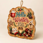 Merry Christmas Poinsettia MDF Wood Sign – Bow & Ornament - MintiHome