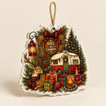 Merry Christmas Round MDF Wood Hanging Wall Decor – Poinsettia - MintiHome