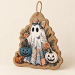 Whimsical Halloween Ghost MDF Wood Hanging Wall Decor – Pumpkin - MintiHome