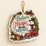 Christmas Santa Sleigh Reindeer Poinsettia Hanging Sign - MintiHome