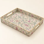 Blue Wildflower Plastic Serving Tray – White Daisy Border - MintiHome