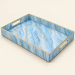 Cream Blue Paisley Plastic Serving Tray – Full Print Border - MintiHome