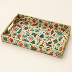 Christmas Holly & Floral Plastic Tray – Festive Serving Platter - MintiHome