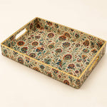 Cream Paisley Mosaic Plastic Serving Tray – Gold Scrollwork - MintiHome