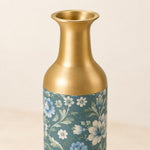 Iznik Blue Metal Flower Vase – Dusty Teal Blue Sage Bloom - MintiHome